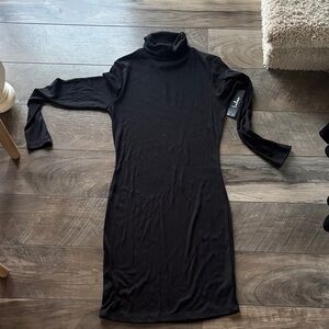 Lulu's Black Long Sleeve Turtleneck Dress